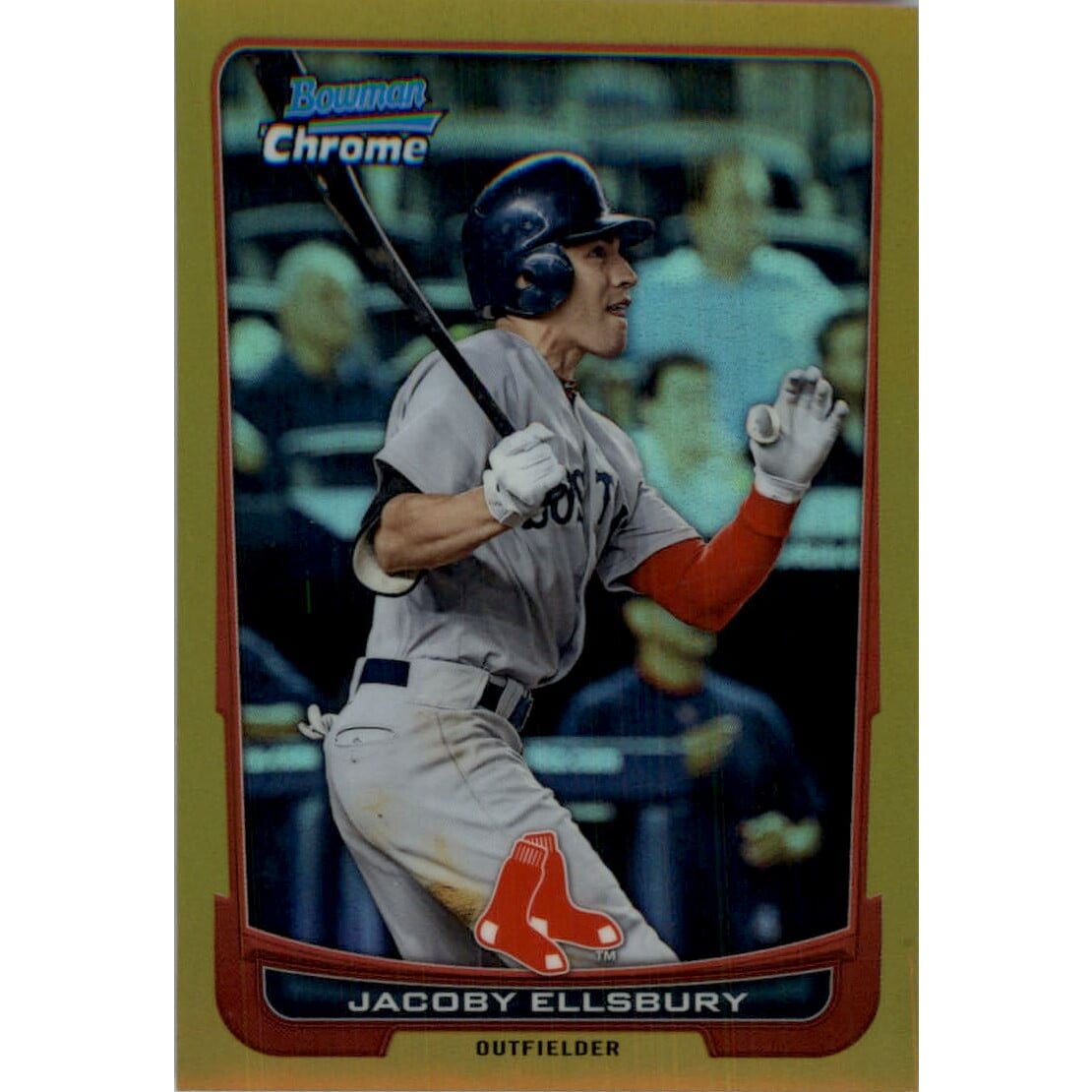 2012 Bowman Chrome Gold Refractors #172 Jacoby Ellsbury. rookie card picture