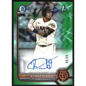 2022 Bowman Chrome Prospect Autographs Green Refractors #CPARGV Ricardo Genoves