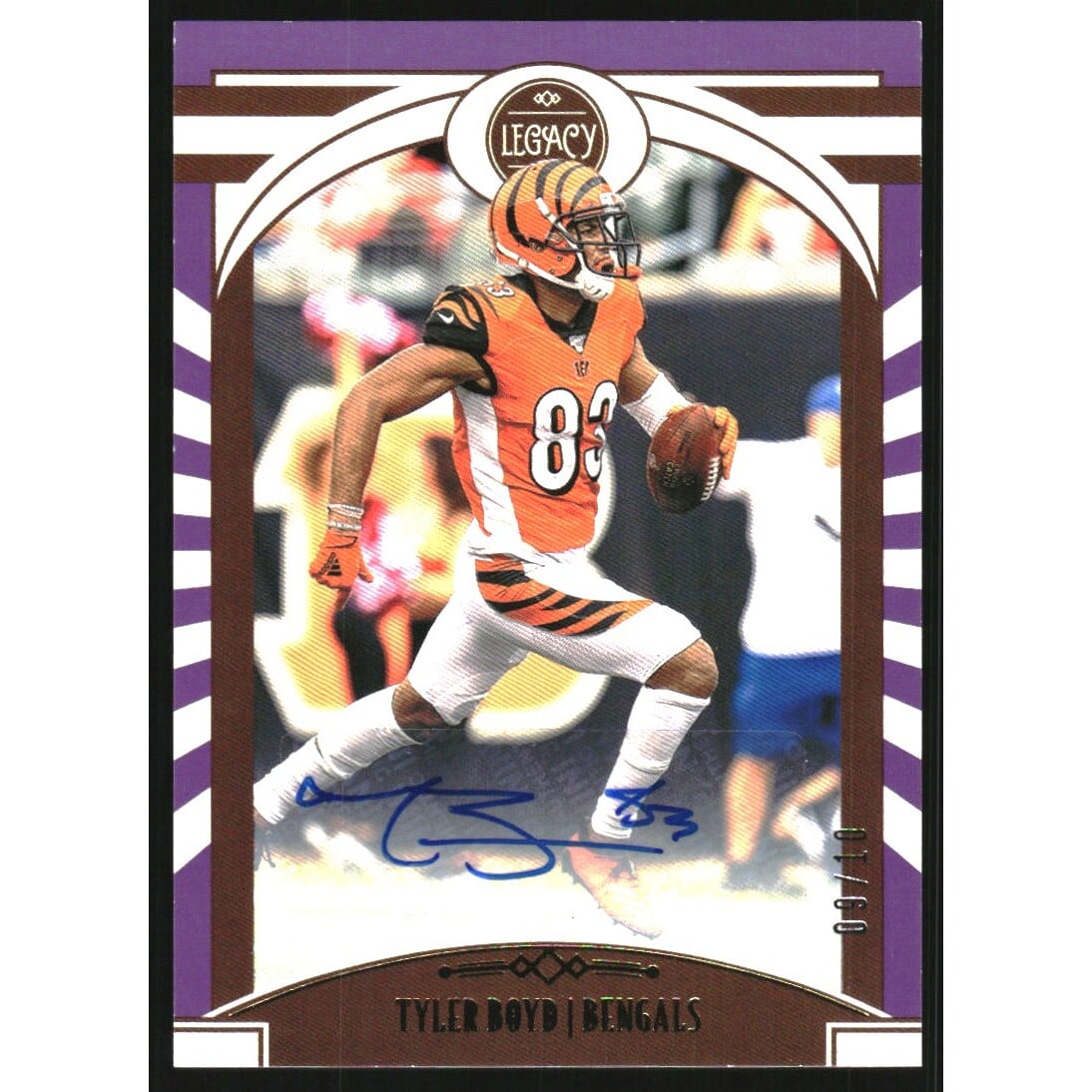 2020 Panini Legacy Autographs Violet #23 Tyler Boyd/10. rookie card picture