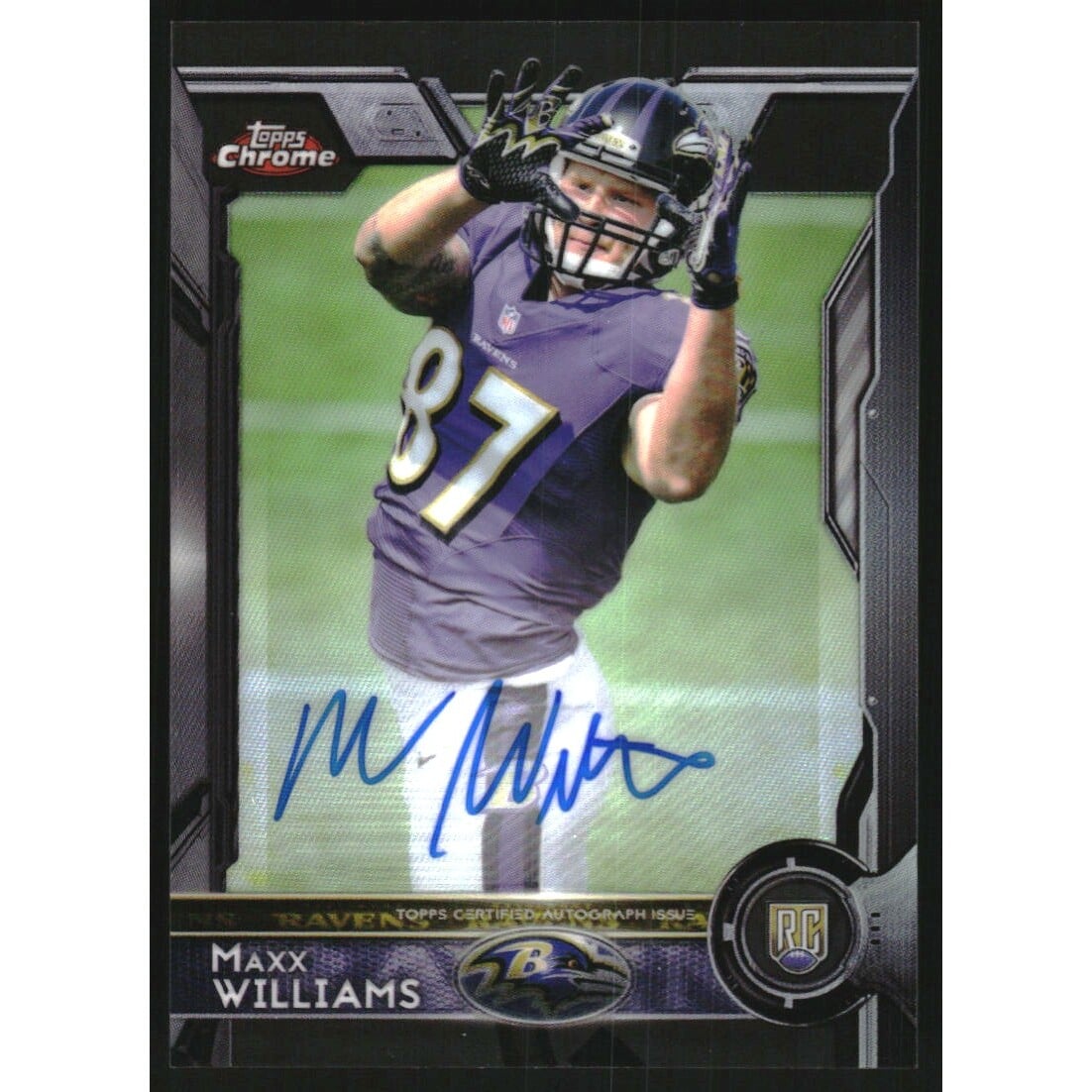 2015 Topps Chrome Rookie Autographs Black Refractors #165 Maxx Williams. rookie card picture