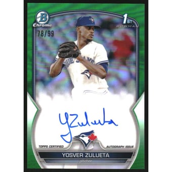 2023 Bowman Chrome Prospect Autographs Green Refractors #CPAYZ Yosver Zulueta