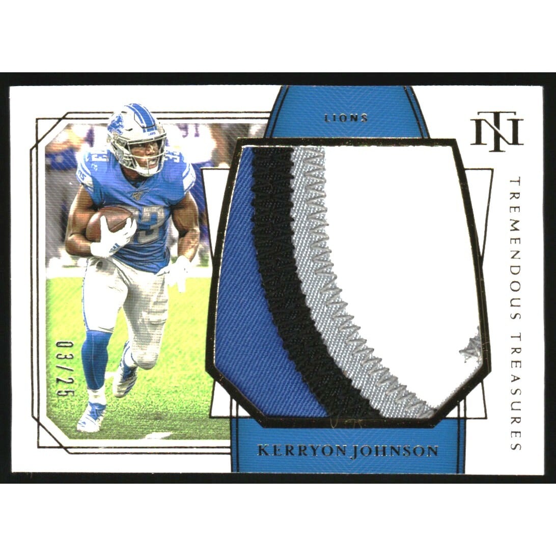 2019 Panini National Treasures Tremendous Treasures Prime #46 Kerryon Johnson. rookie card picture