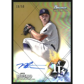 2021 Bowman Sterling Prospect Autographs Gold Refractors #BSPANB Nick Bitsko