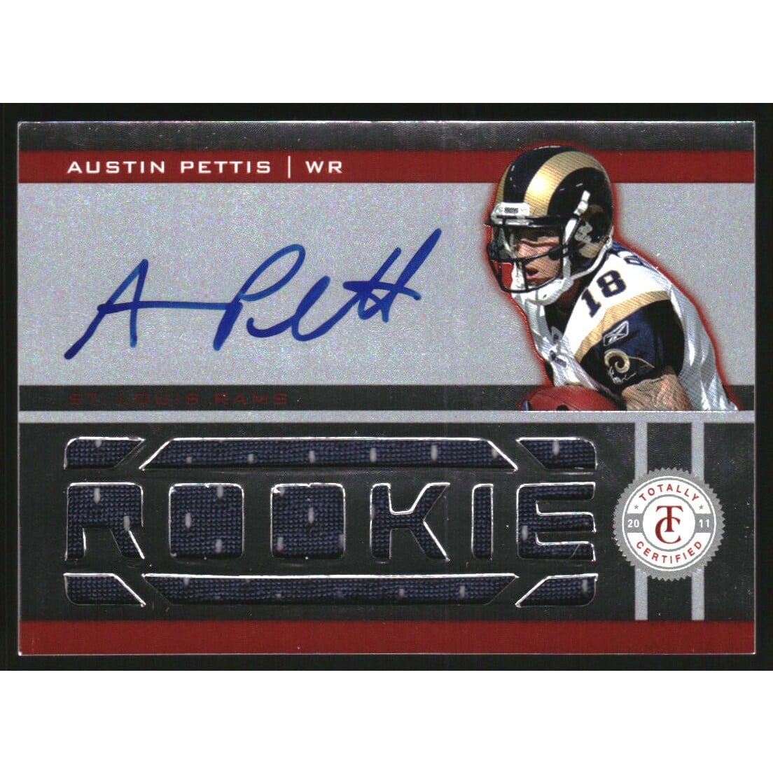 2011 Totally Certified Freshman Fabric Signatures Red #204 Austin Pettis JSY AU/300