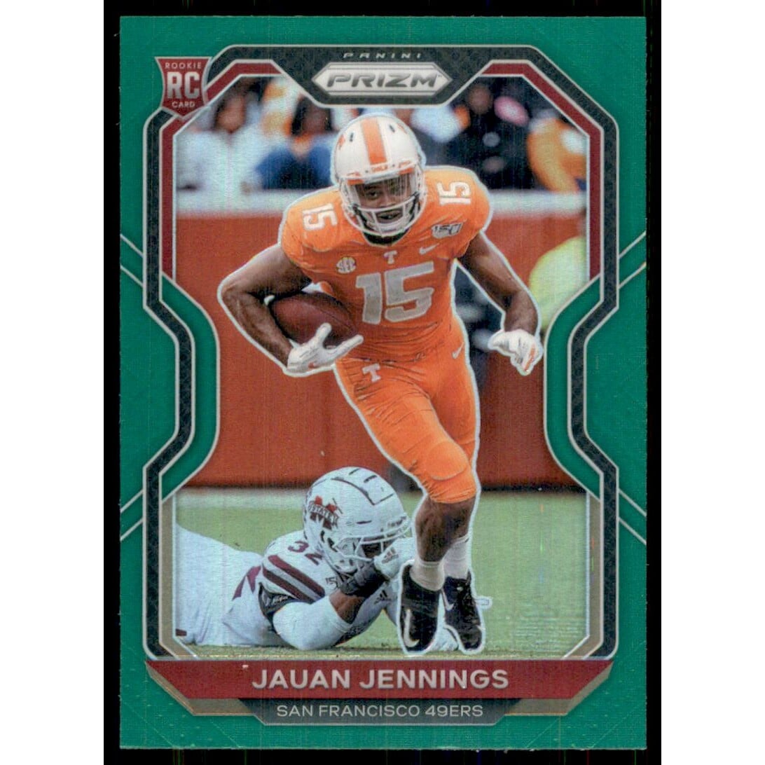 2020 Panini Prizm Prizms Green #304 Jauan Jennings. rookie card picture