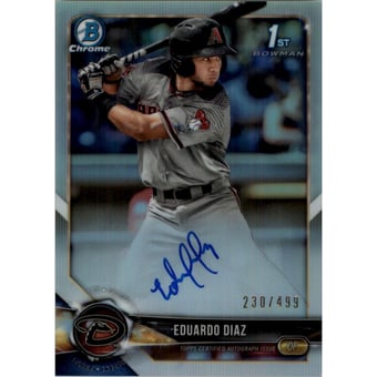 2018 Bowman Chrome Prospect Autographs Refractors #BCPAED Eduardo Diaz