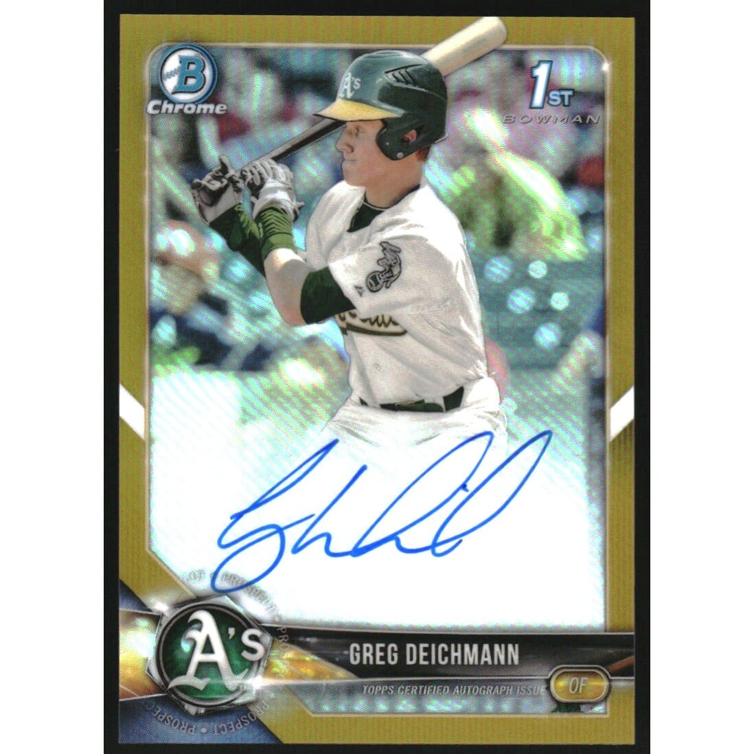 2018 Bowman Chrome Prospect Autographs Gold Refractors #CPAGD Greg Deichmann. rookie card picture