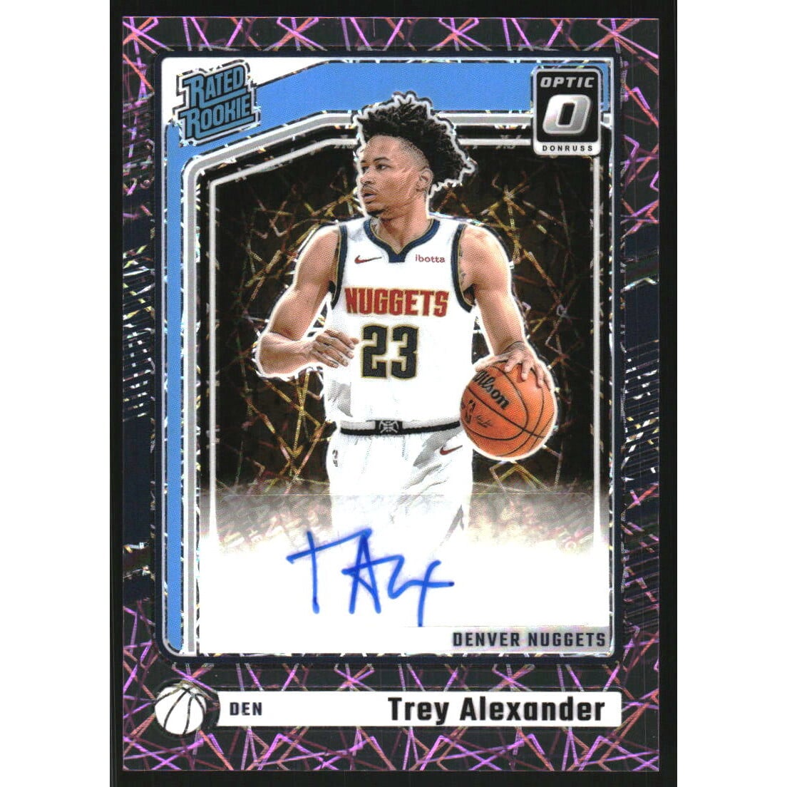 2024-25 Donruss Optic Pink Velocity #321 Trey Alexander RR AU. rookie card picture