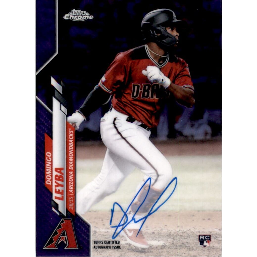 2020 Topps Chrome Rookie Autographs Purple Refractors #RADL Domingo Leyba. rookie card picture