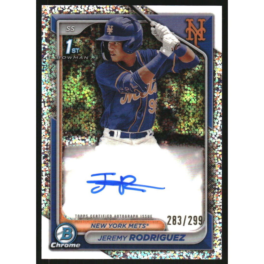2024 Bowman Chrome Prospect Autographs Speckle Refractors #CPAJRZ Jeremy Rodriguez. rookie card picture