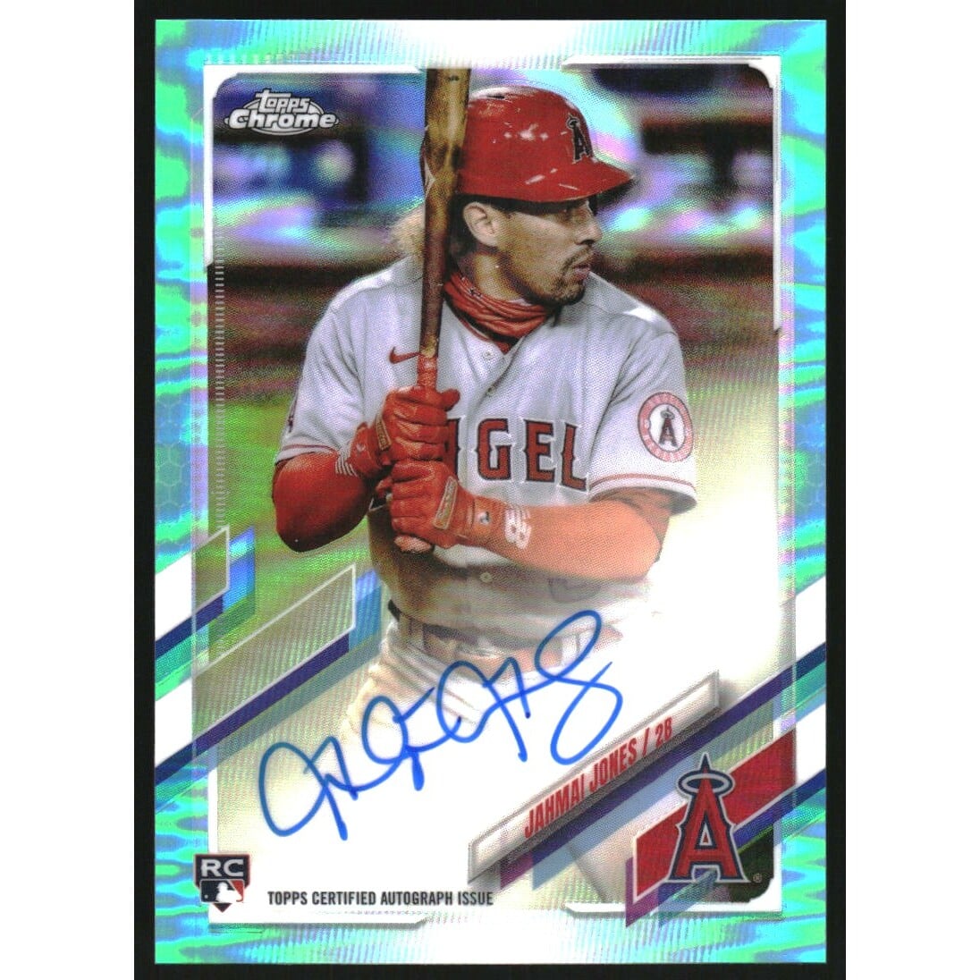 2021 Topps Chrome Rookie Autographs Aqua Refractors #RAJJ Jahmai Jones. rookie card picture