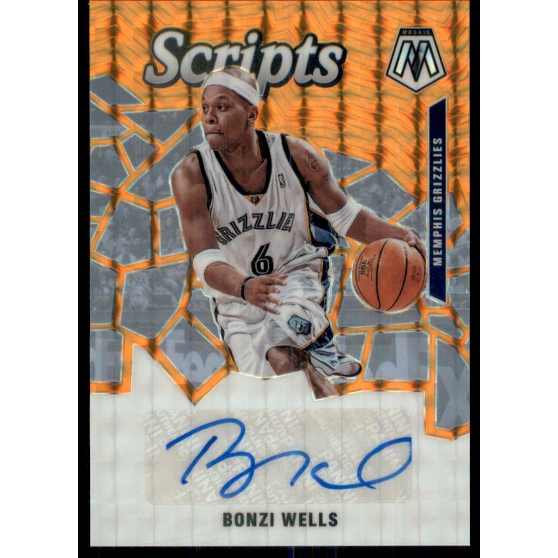 2019-20 Panini Mosaic Scripts Orange #33 Bonzi Wells. rookie card picture