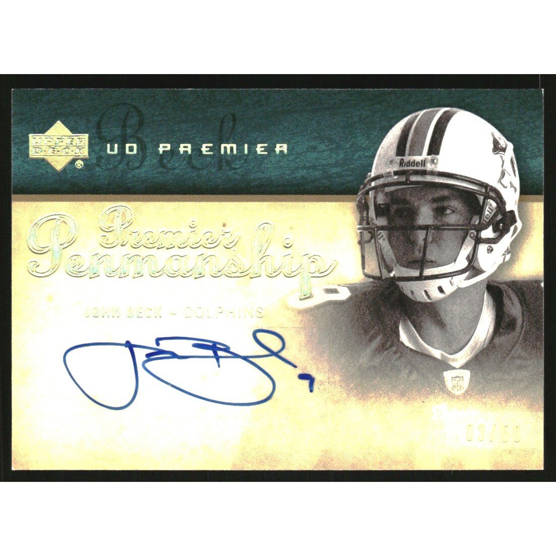 2007 Upper Deck Premier Penmanship Autographs Gold Holofoil #PPJB John Beck/50. rookie card picture