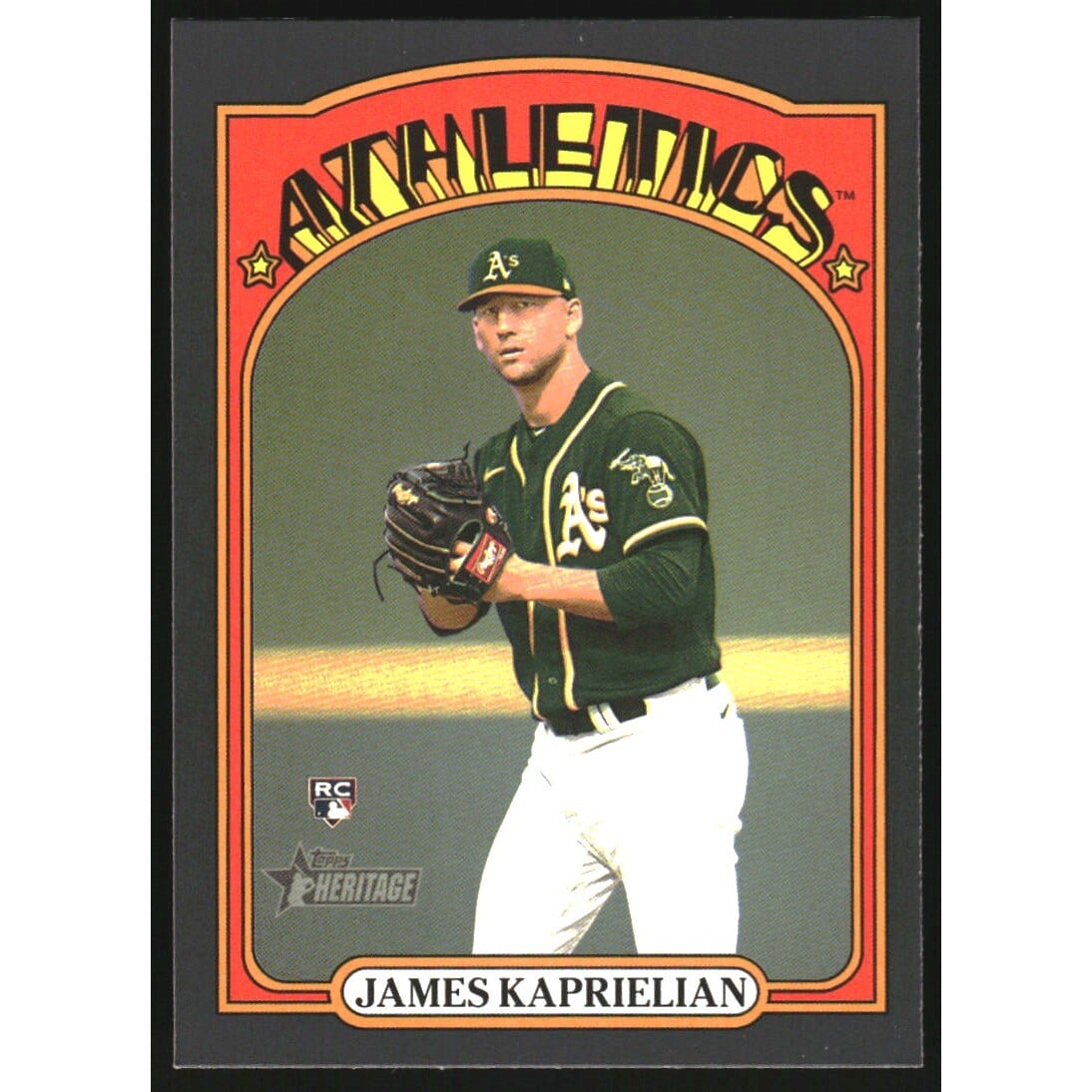 2021 Topps Heritage Black Border #696 James Kaprielian. rookie card picture