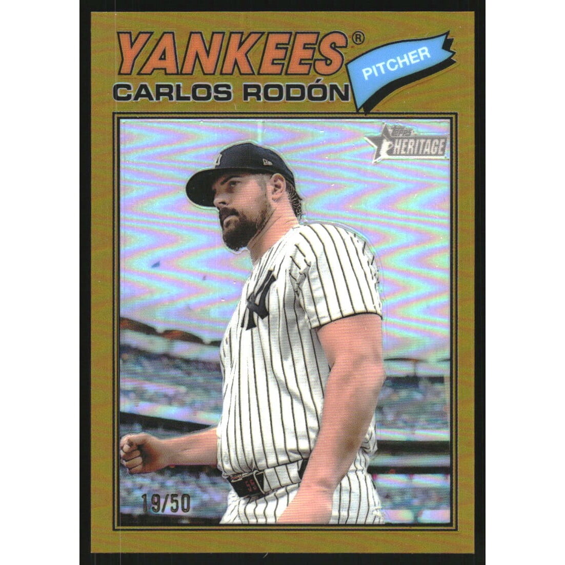 2026 Topps Heritage Chrome Gold Refractors #385 Carlos Rodon. rookie card picture