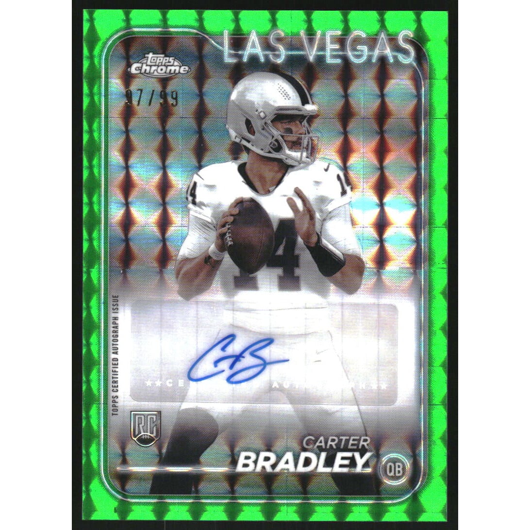2024 Topps Chrome Rookie Autographs Green Geometric Refractors #RACBR Carter Bradley. rookie card picture