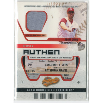 2003 Fleer Authentix Game Jersey Unripped #AD Adam Dunn
