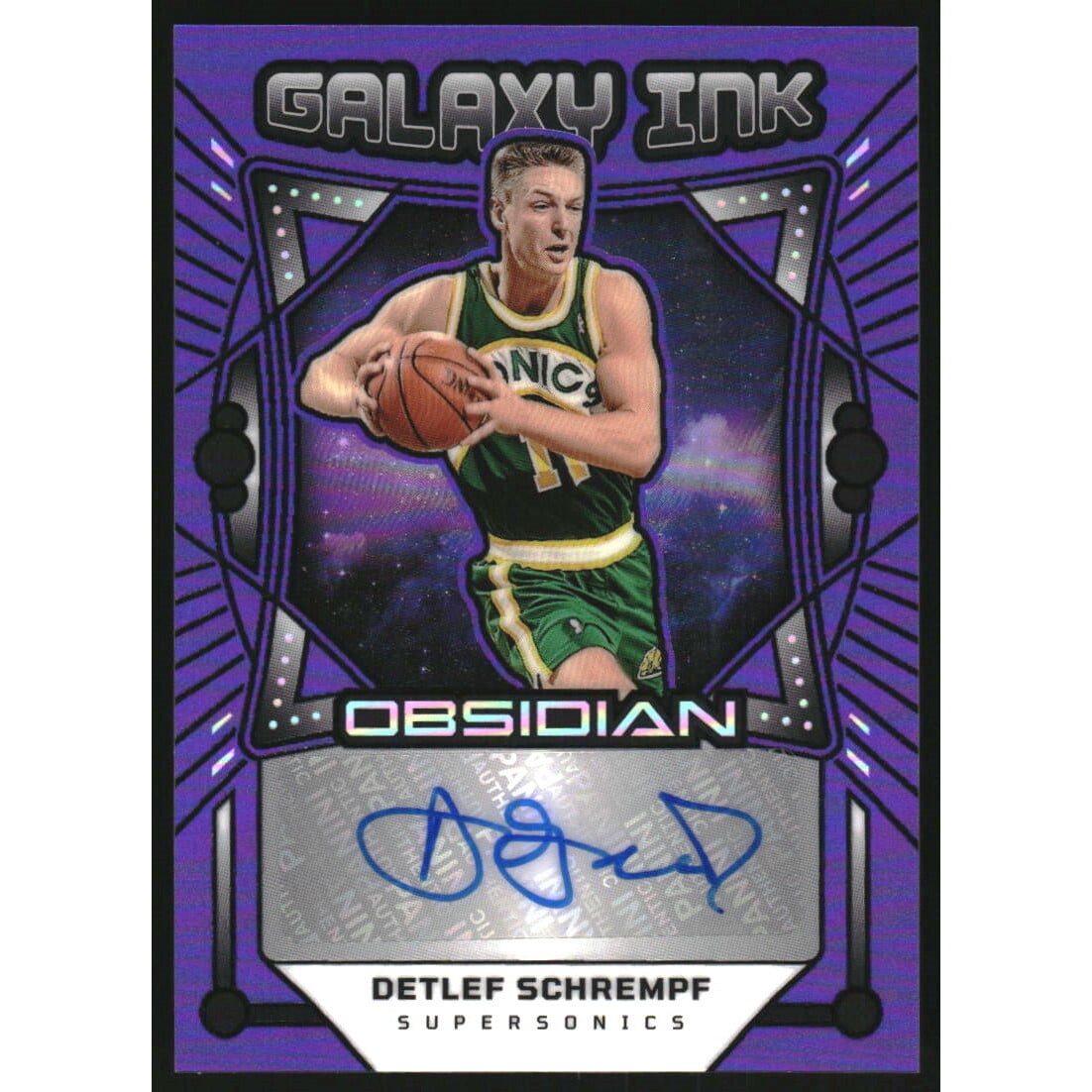 2024-25 Panini Obsidian Galaxy Ink Electric Etch Purple Flood #37 Detlef Schrempf/49. rookie card picture