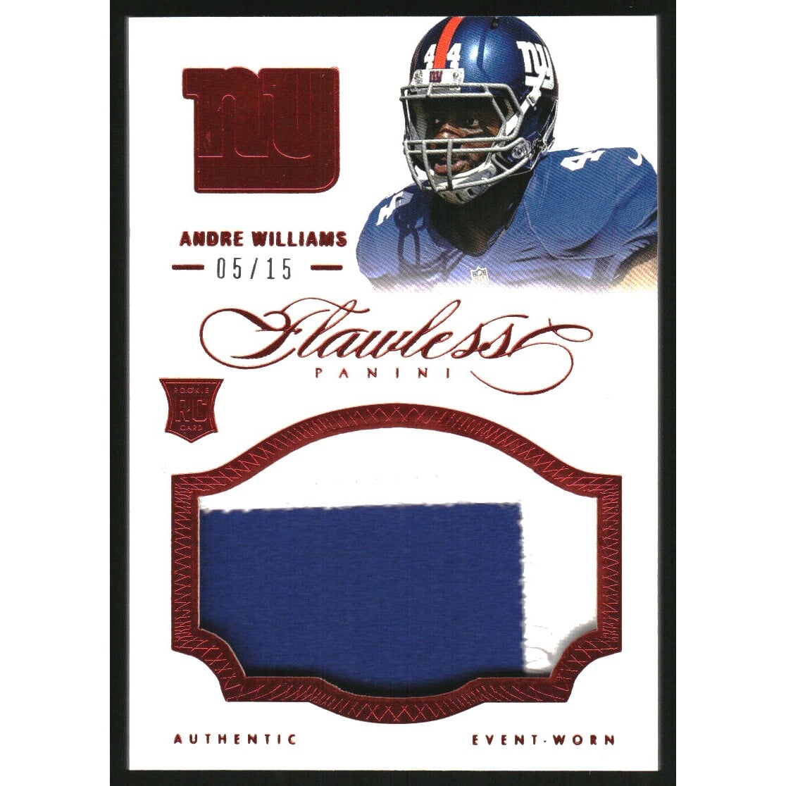 2014 Panini Flawless Rookie Patches Ruby #23 Andre Williams. rookie card picture