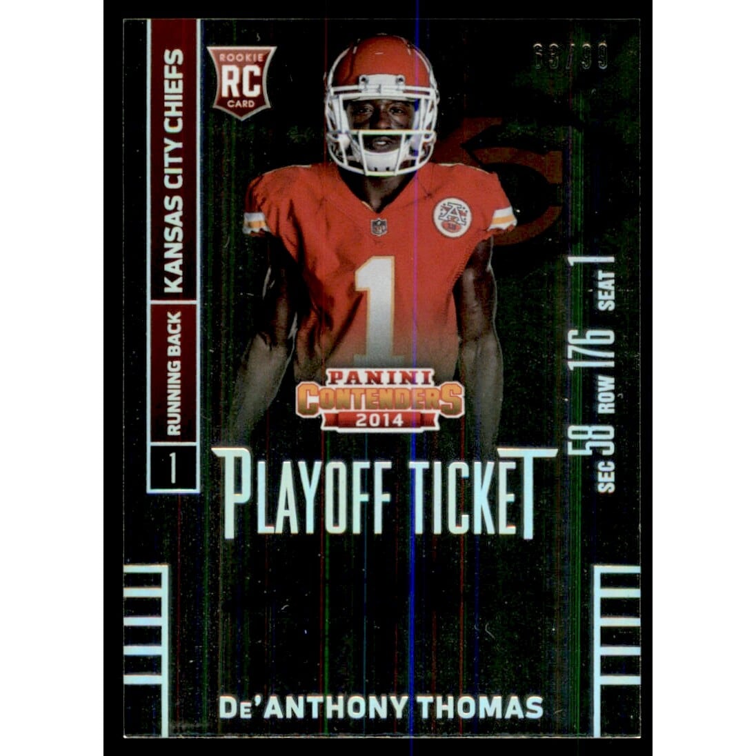 2014 Panini Contenders Playoff Ticket #213B De'Anthony Thomas AU/99. rookie card picture