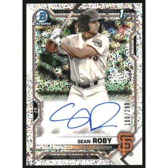 2021 Bowman Chrome Prospect Autographs Speckle Refractors #CPASRO Sean Roby
