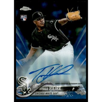 2018 Topps Chrome Rookie Autographs Blue Refractors #RATV Thyago Vieira