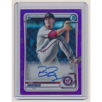 2020 Bowman Chrome Prospect Autographs Purple Refractors #CPABB Ben Braymer