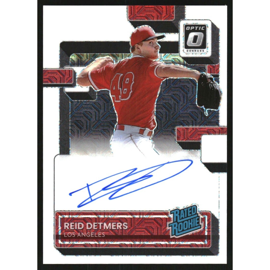 2022 Donruss Optic Rated Rookies Signatures White Mojo #13 Reid Detmers/99. rookie card picture