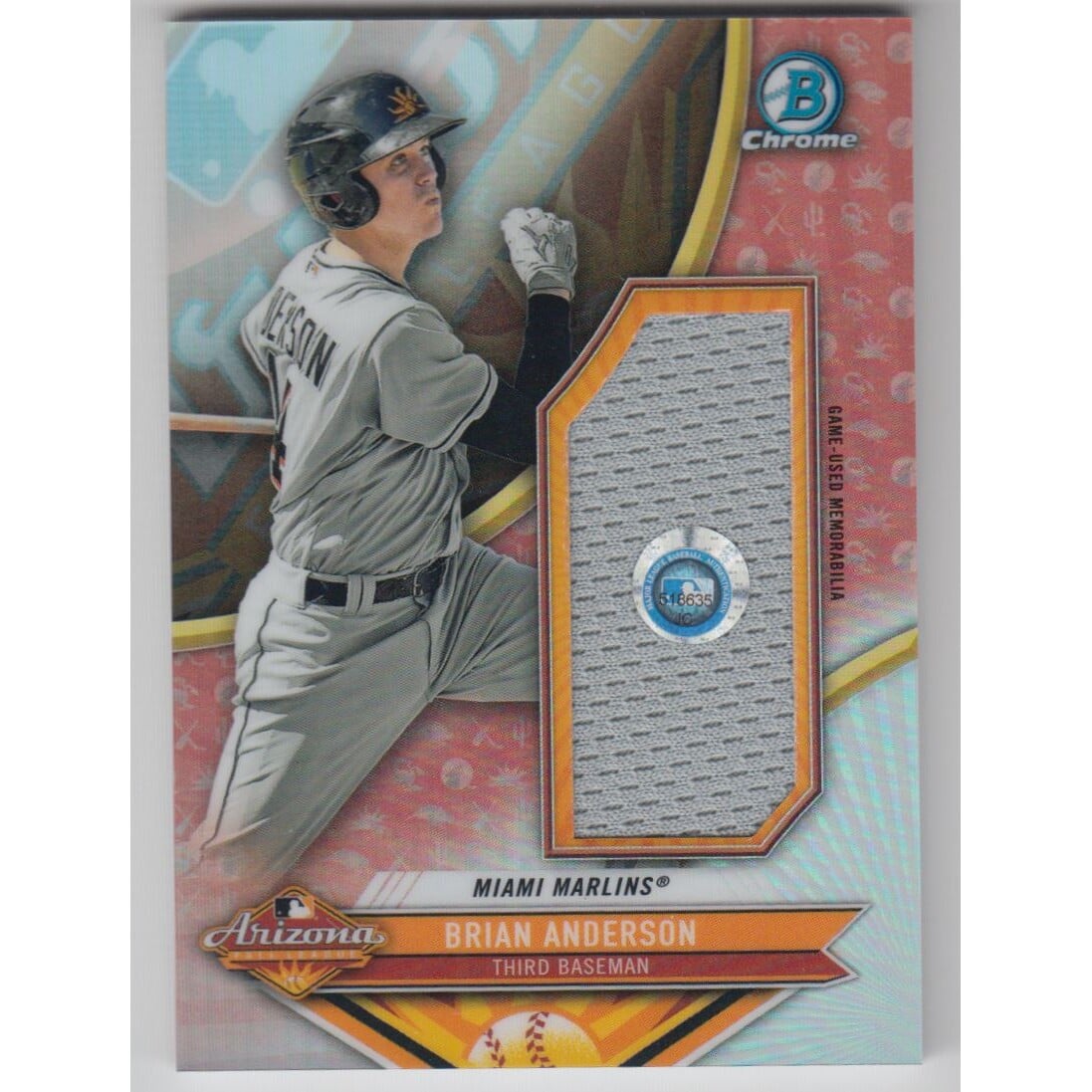2017 Bowman Chrome '16 AFL Fall Stars Relics #AFLRBA Brian Anderson. rookie card picture