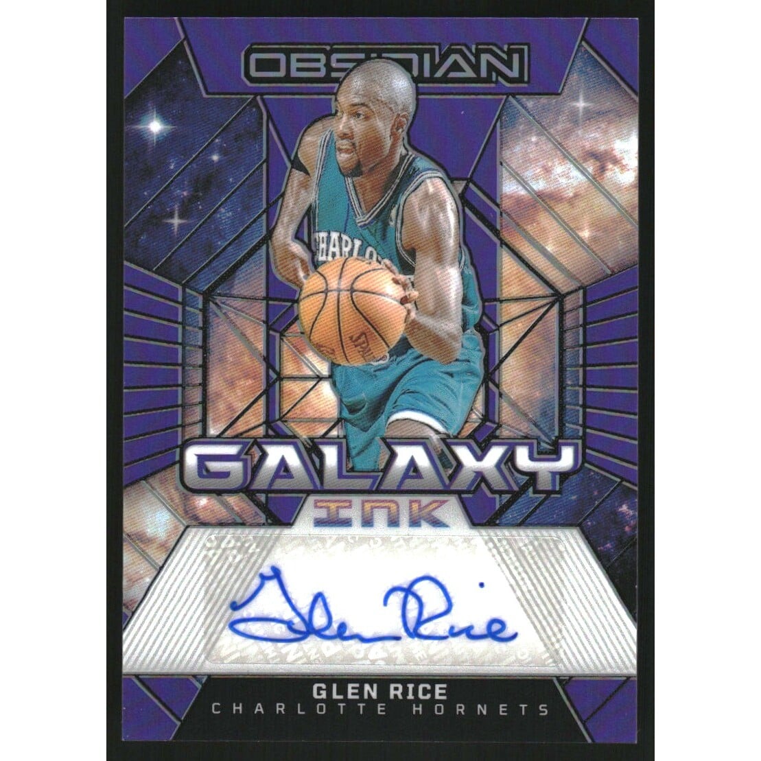 2023-24 Panini Obsidian Galaxy Ink Electric Etch Purple Flood #6 Glen Rice. rookie card picture