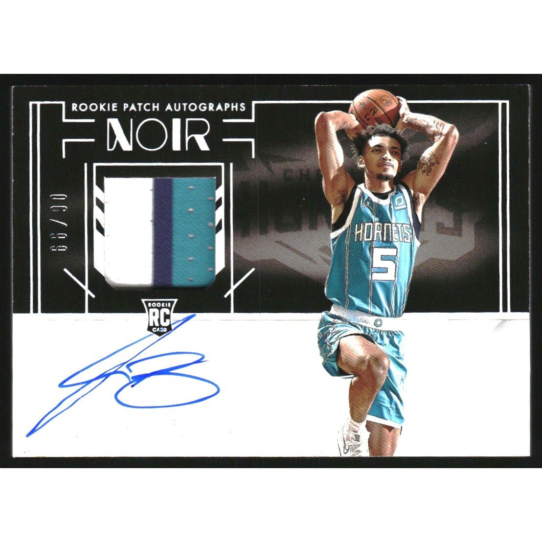 2021-22 Panini Noir #341 James Bouknight AU JSY BW. rookie card picture