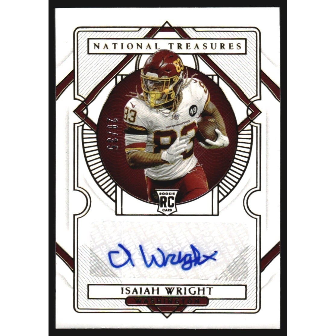 2020 Panini National Treasures Gold #123 Isaiah Wright AU. rookie card picture