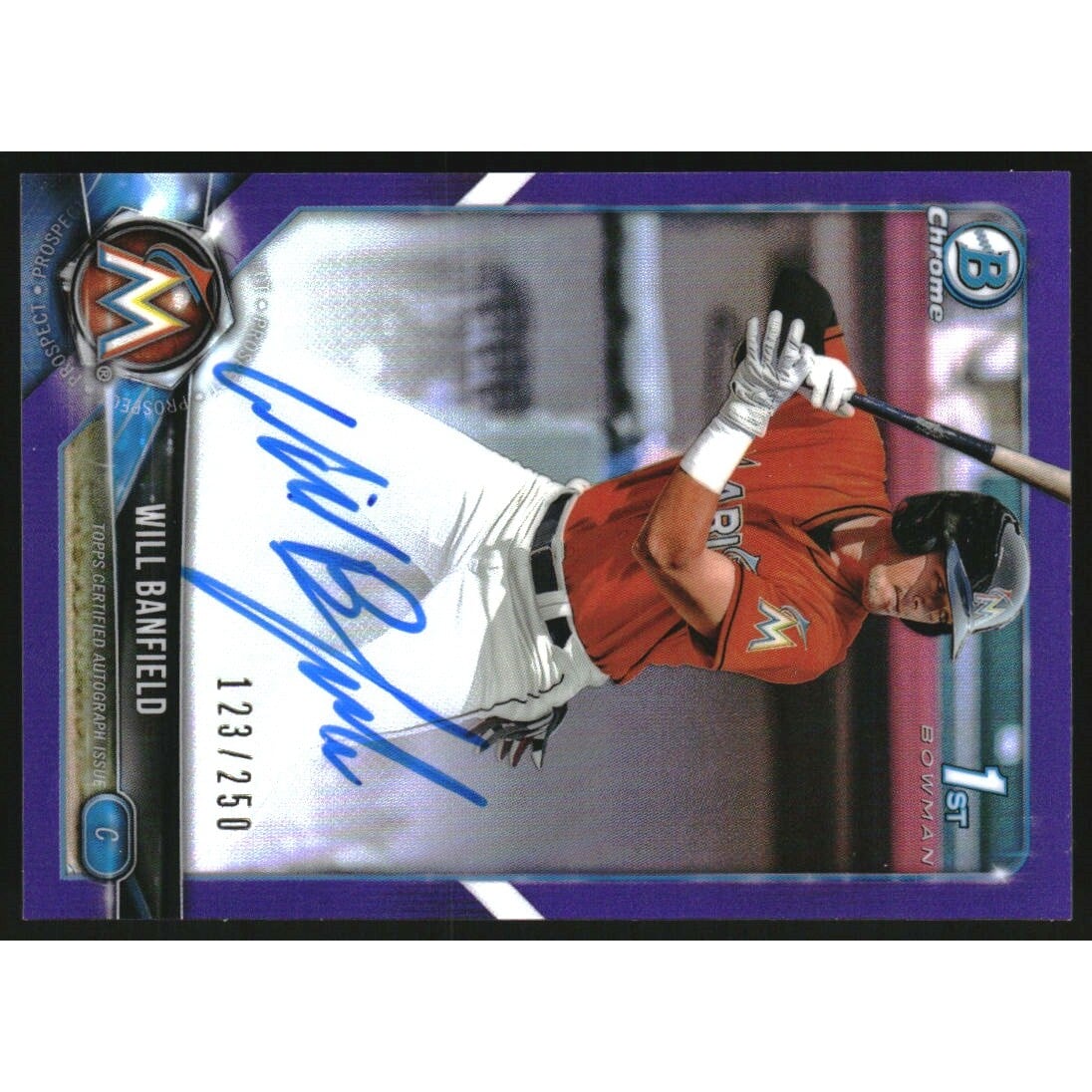 2018 Bowman Chrome Draft Autographs Purple Refractors #CDAWB Will Banfield. rookie card picture