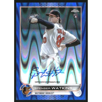 2022 Topps Chrome Rookie Autographs Blue RayWave Refractors #RASW Spenser Watkins
