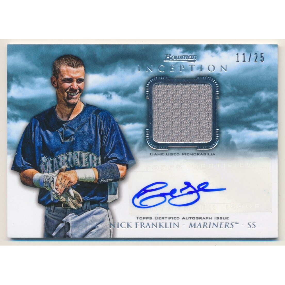 2013 Bowman Inception Relic Autographs Blue #NF Nick Franklin. rookie card picture