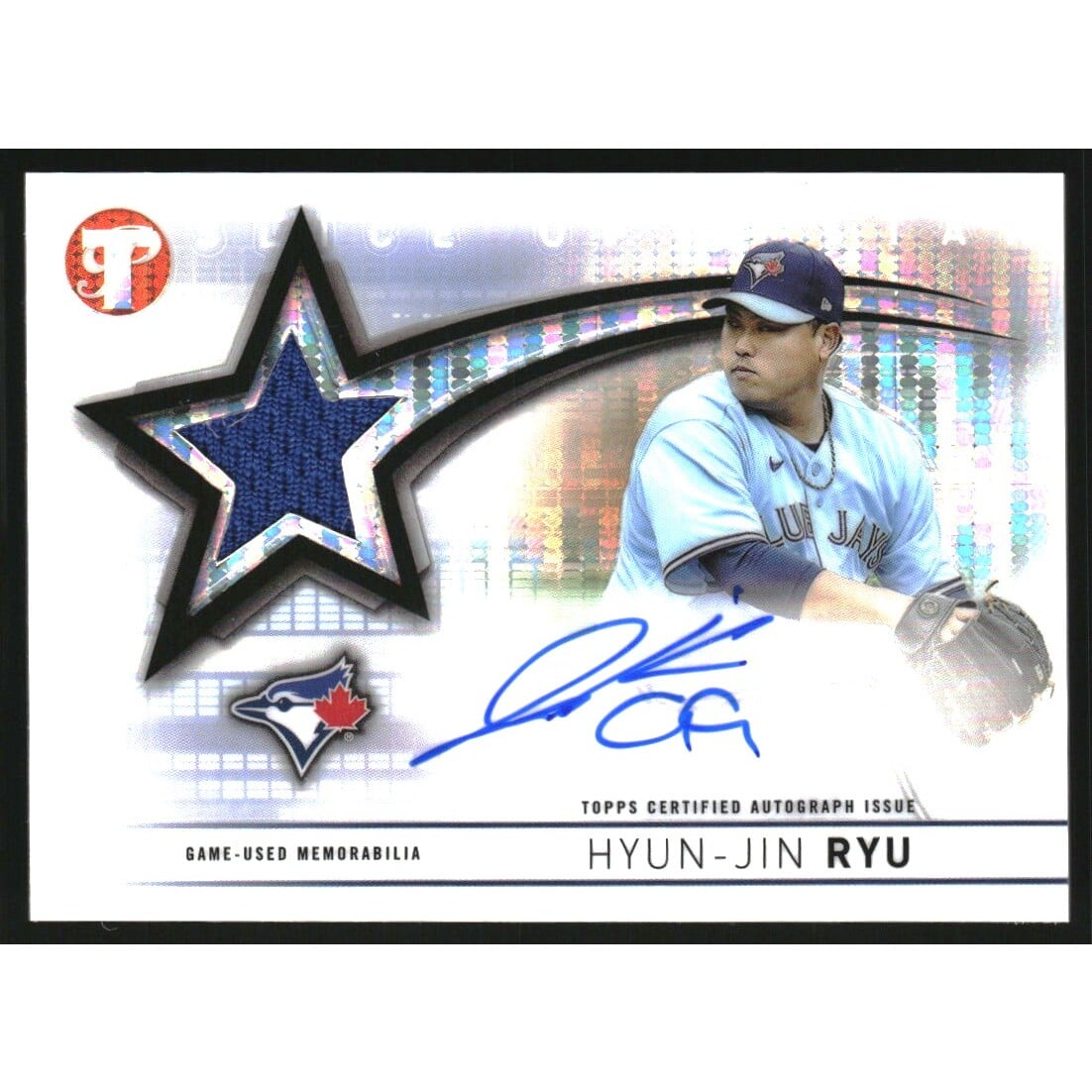 2022 Topps Pristine Slice of a Star Autograph Relics Pristine Refractors #SSARHJ Hyun-Jin Ryu. rookie card picture
