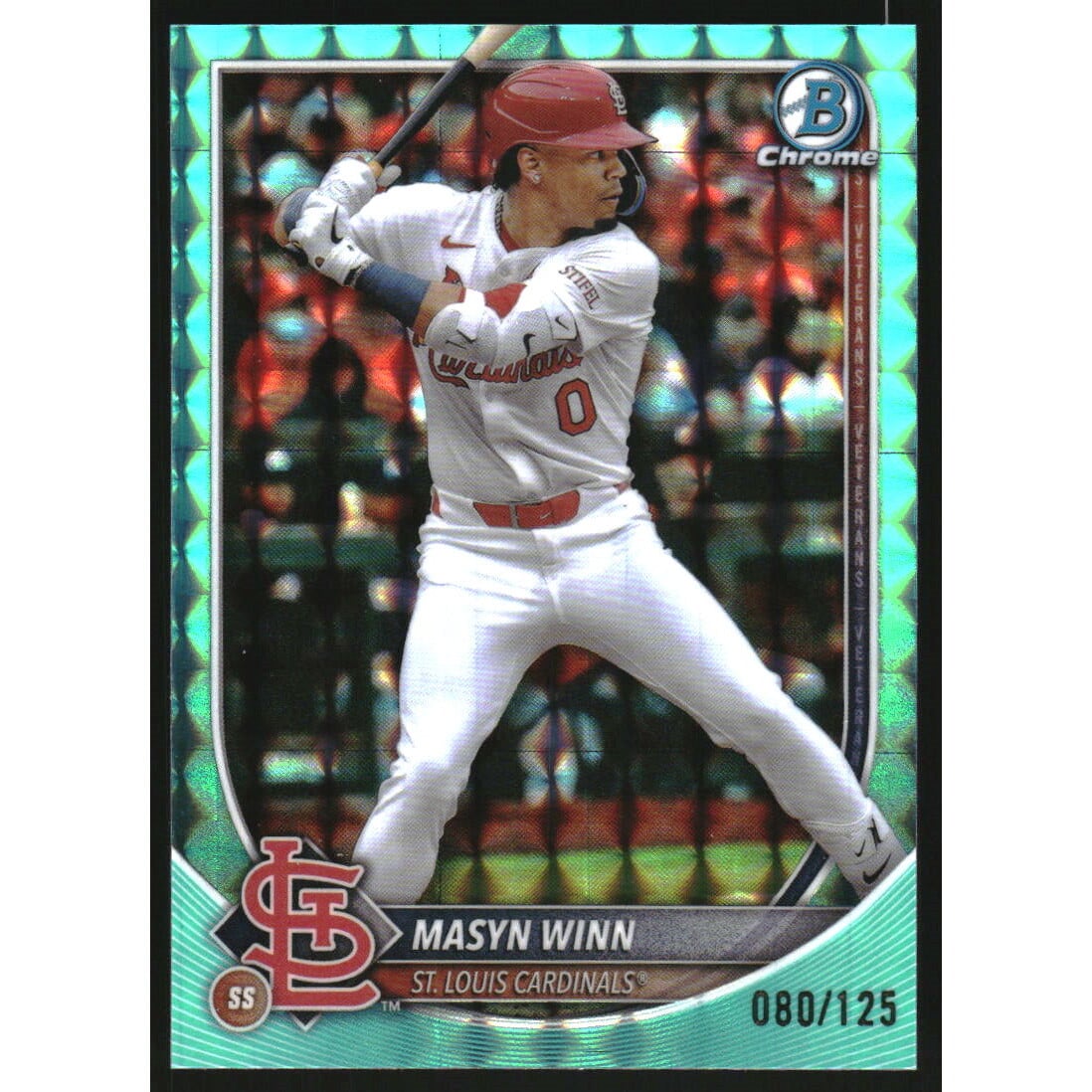 2025 Bowman Chrome Aqua Geometric Refractors #64 Masyn Winn. rookie card picture