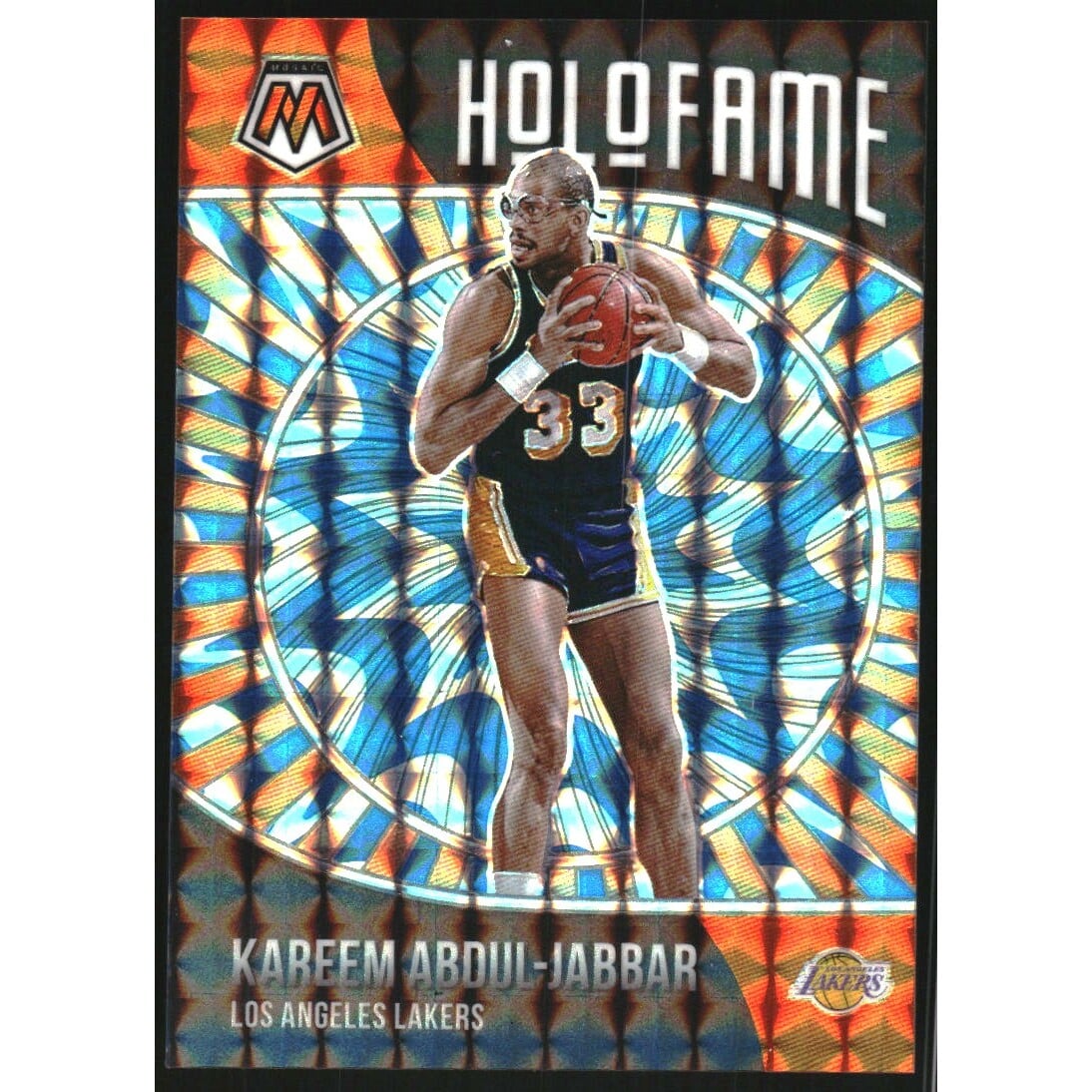 2020-21 Panini Mosaic HoloFame Mosaic Reactive Blue #17 Kareem Abdul-Jabbar. rookie card picture