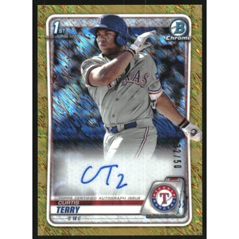 2020 Bowman Chrome Prospect Autographs Gold Shimmer Refractors #CPACT Curtis Terry