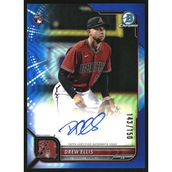 2022 Bowman Chrome Rookie Autographs Blue Refractors #CRADE Drew Ellis