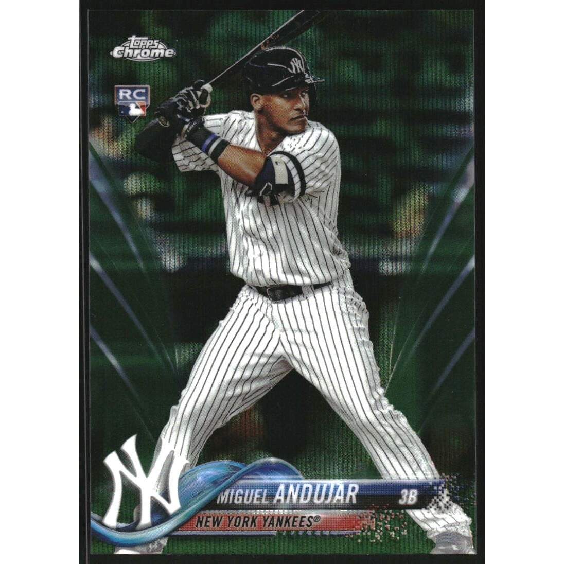 2018 Topps Chrome Green Wave Refractors #14 Miguel Andujar. rookie card picture