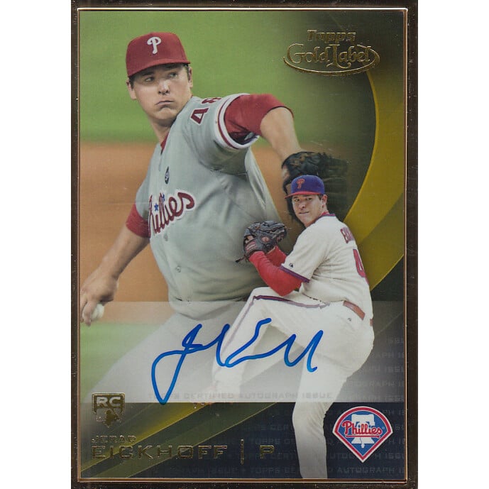 2016 Topps Gold Label Framed Autographs Gold Frame #GLFAJE Jerad Eickhoff. rookie card picture