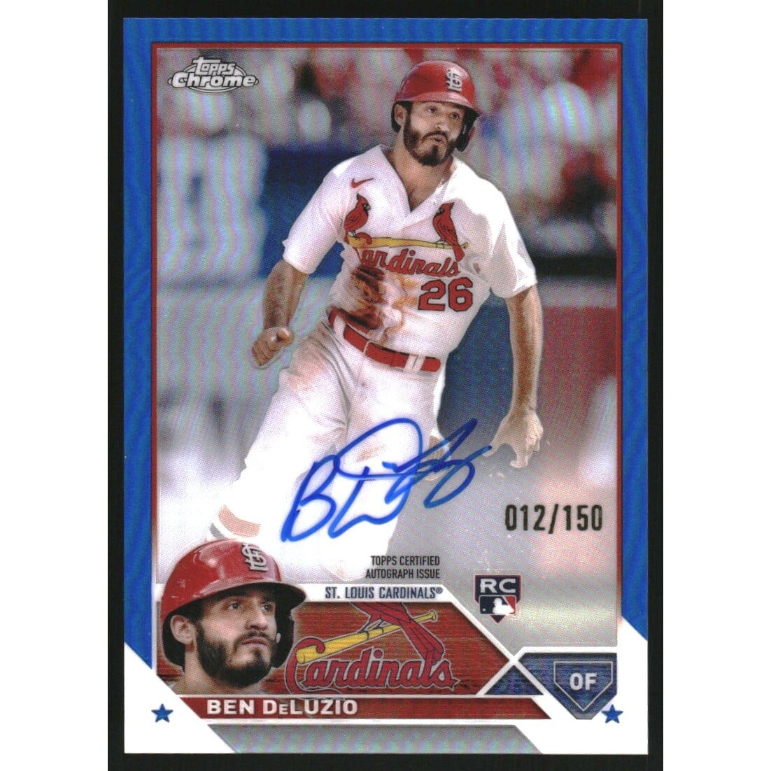 2023 Topps Chrome Update Rookie Autographs Blue Refractors #RABDL Ben DeLuzio. rookie card picture