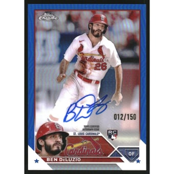 2023 Topps Chrome Update Rookie Autographs Blue Refractors #RABDL Ben DeLuzio