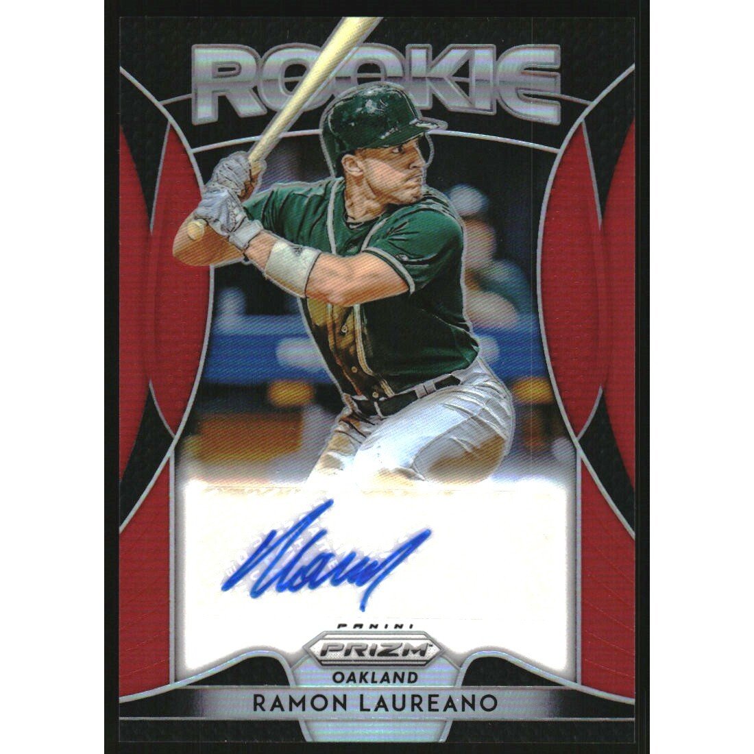 2019 Panini Prizm Rookie Autographs Prizms Red #32 Ramon Laureano. rookie card picture