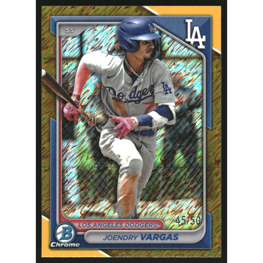 2024 Bowman Chrome Prospects Gold Shimmer Refractors #BCP89 Joendry Vargas 2024 Bowman Chrome Prospects Gold Shimmer Refractors #BCP89 Joendry Vargas