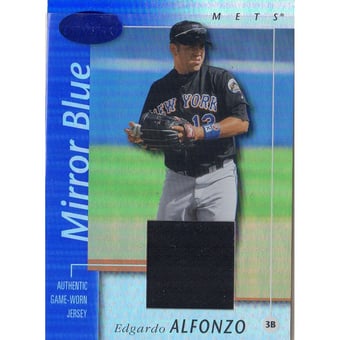2002 Leaf Certified Mirror Blue #35 Edgardo Alfonzo Jsy