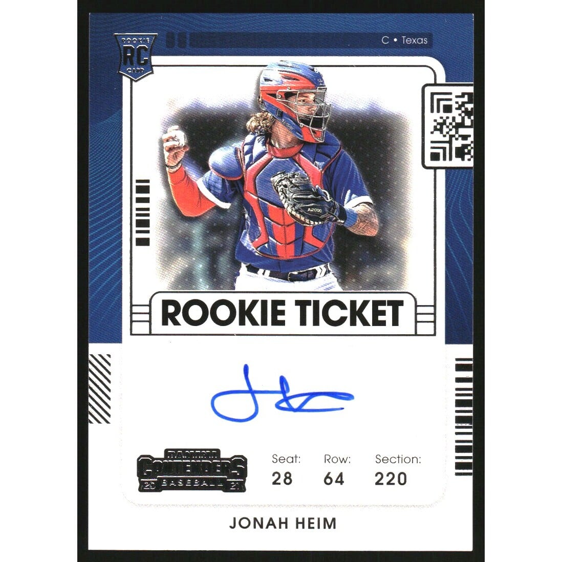 2021 Panini Contenders #192 Jonah Heim AU RC. rookie card picture