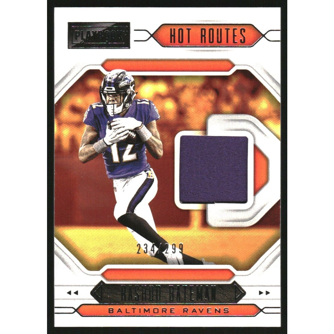2021 Panini Playbook Hot Routes Jerseys #13 Rashod Bateman. rookie card picture