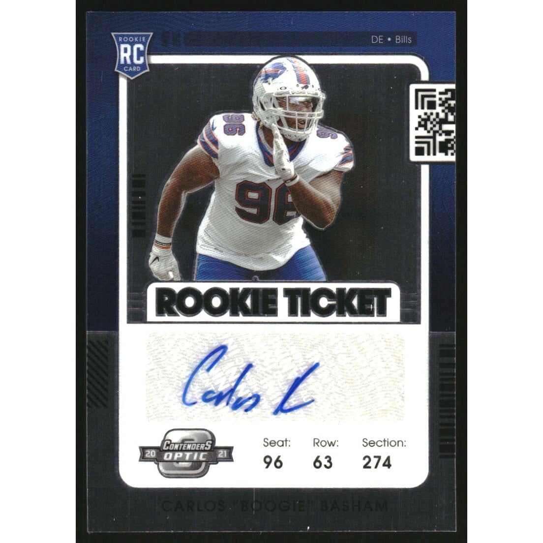 2021 Panini Contenders Optic #169 Carlos Basham AU RC. rookie card picture